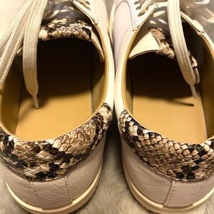 White leather sneakers with animal print